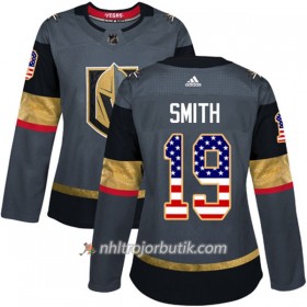 Dame Ishockey Vegas Golden Knights Tröja Reilly Smith 19 Adidas 2017-2018 Grau USA Flag Fashion Authentic